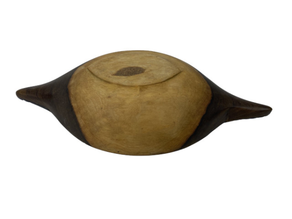 Ovale Olivenholzschale mit Knochenbatik